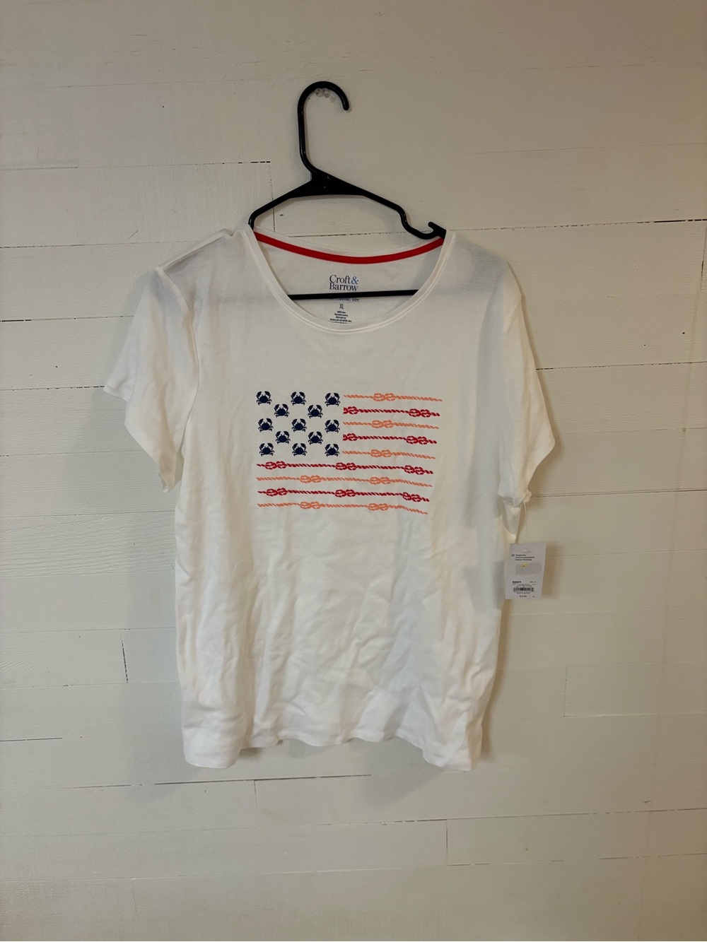 Croft & Barrow XL Nautical American Flag Crab Graphic Tee NWT